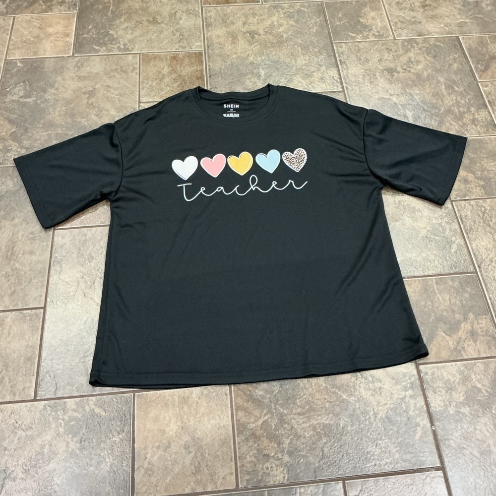 🥵 SHEIN Oversized Black 'Teacher' Graphic Tee